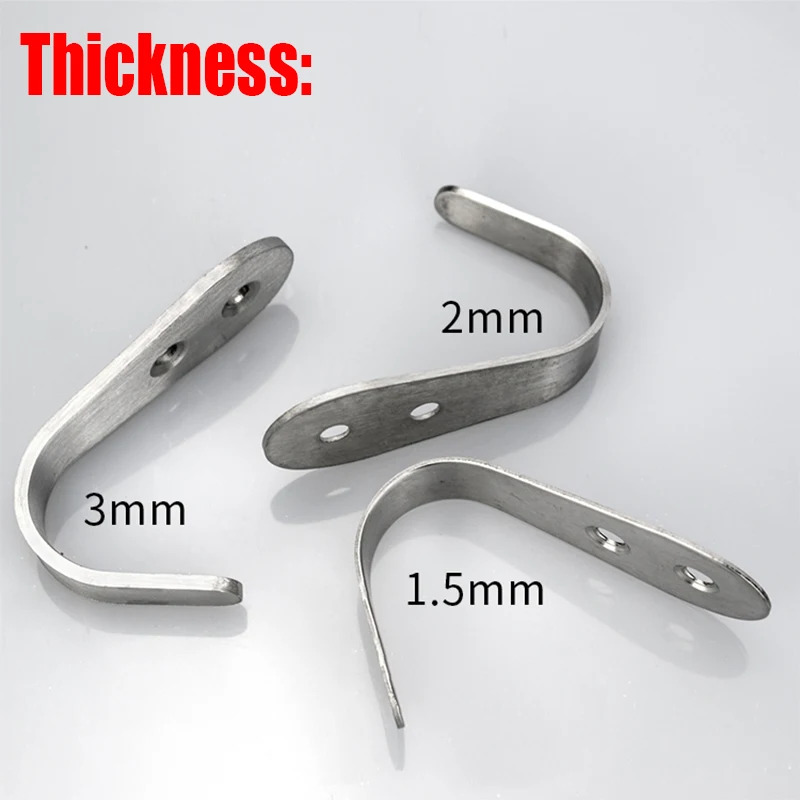 Gancho de parede de aço inoxidável para banheiro e cozinha, casaco e chapéu armazenamento, robe e toalha cabide, 2PCs