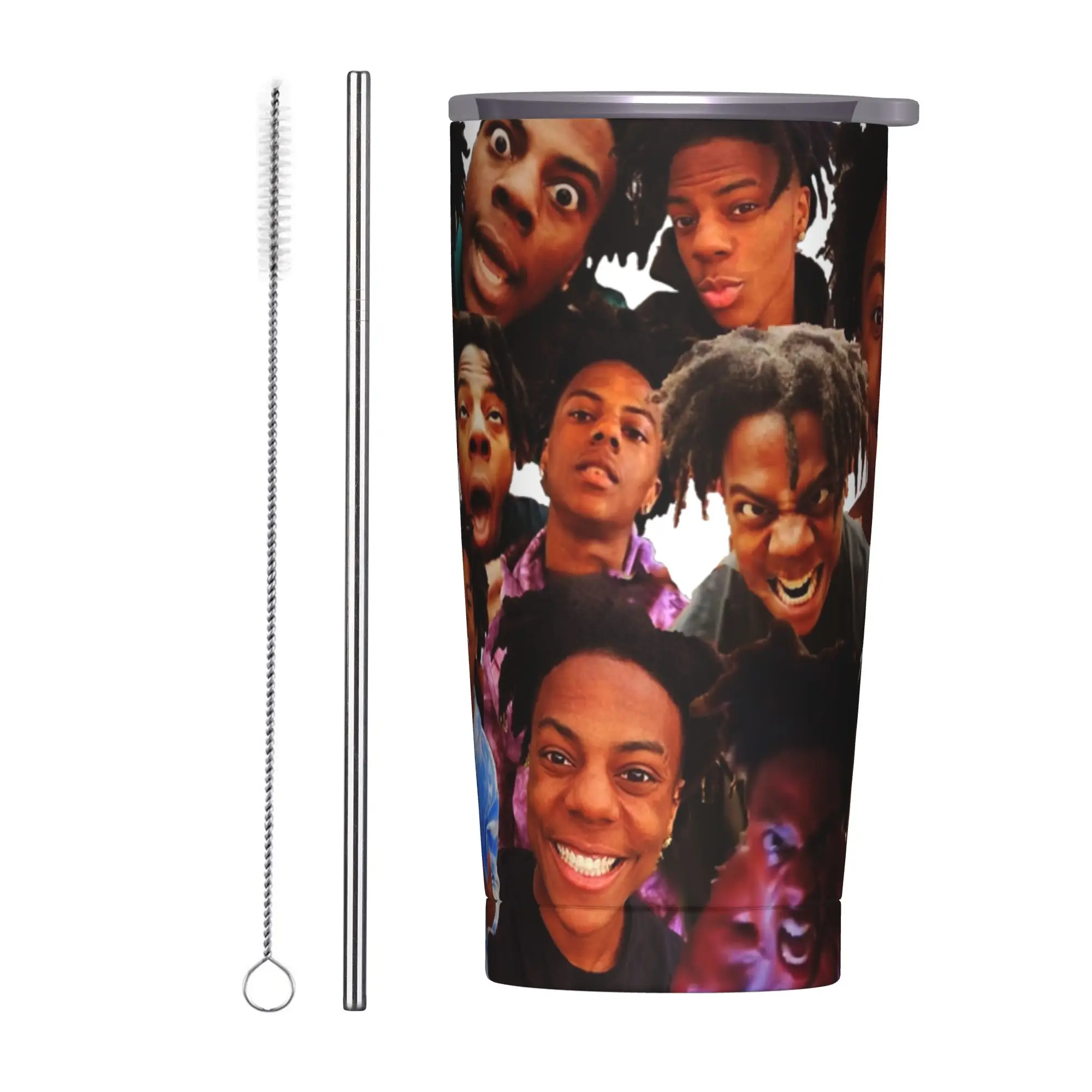 IShowSpeed collage tribute design Insulated Tumbler with Straws Lid  Stainless Steel Coffee Mugs Double Wall Bottle Cups, 20oz