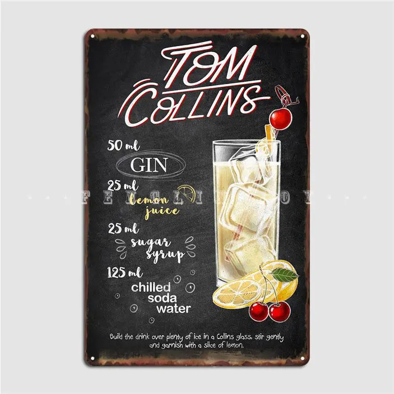 Tom Collins Poster Metal Plaque Cinema Living Room Pub Garage Retro Garage Decoration Tin Sign Posters