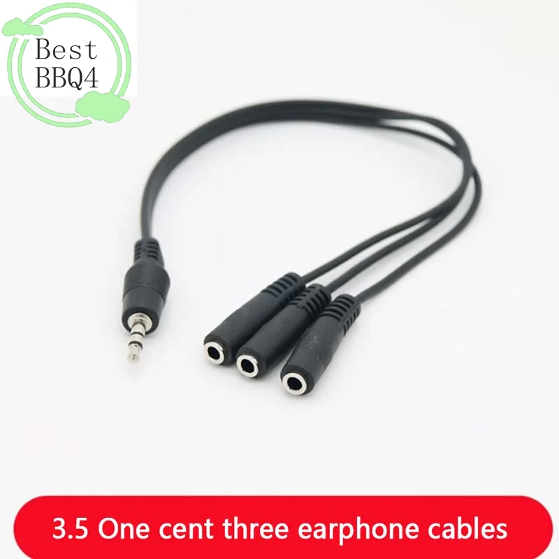 (BBQ4)3Way Port Aux Multi Headphone Earphone Audio Output Adapter 3.5mm Jack HUB Spliter Cable Extender 1Male To 3Female