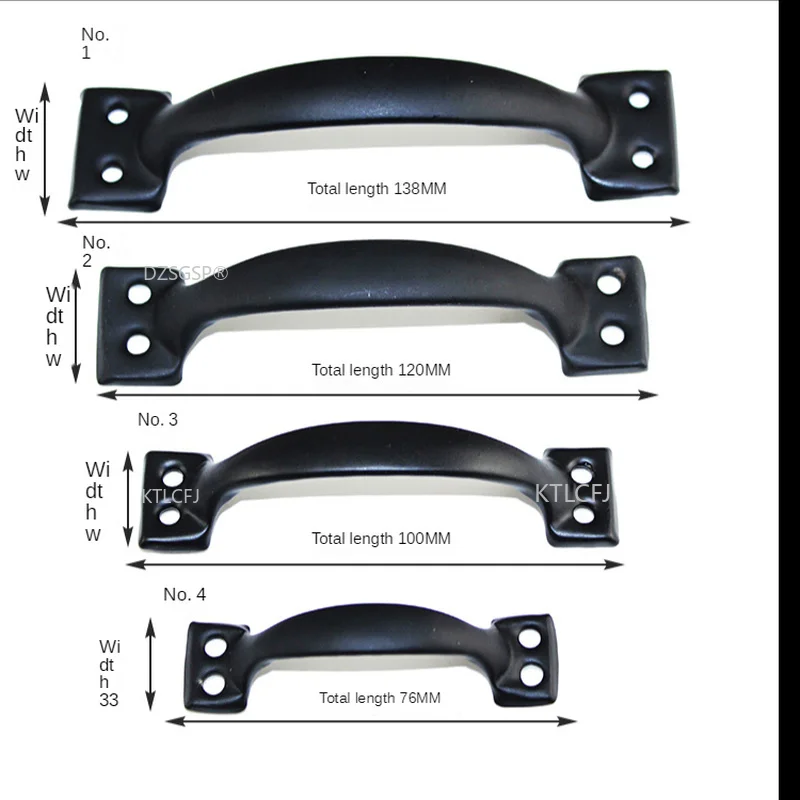 2Pcs Bow Handle Vintage Drawer Cabinet Door Iron Door Handle Suitcase Handle Arch Bridge Type Iron Handle Black