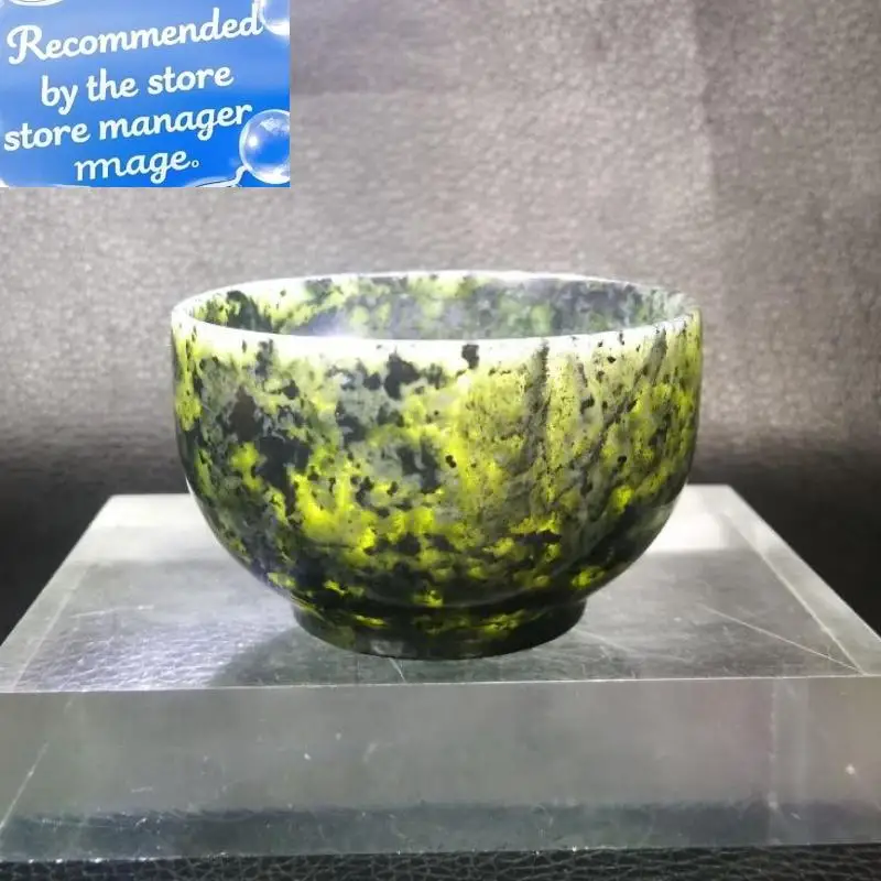 

Natural Green Jade Tea Cup Kung Fu Teaset Real Chinese Tibet Medicine King Jades Stone Health Teacup Hand-carved Gongfu Teaware