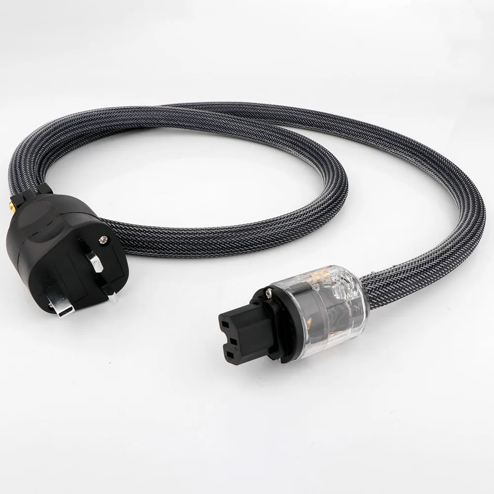 

High-end HIFI Amplifier Main Power Cable OFC Pure Copper with Rhodium Plated UK IEC AC Female Male Power Plug Power Cord