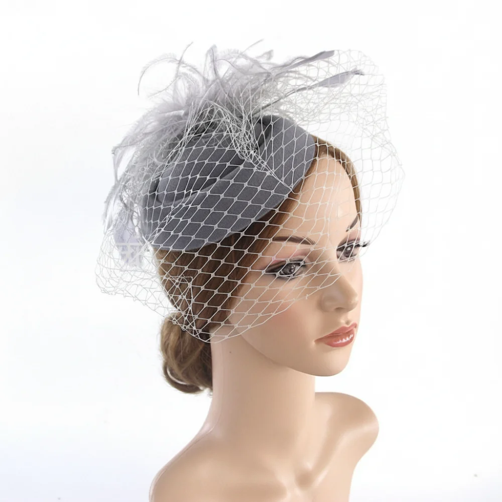 

New Elegant Felt Fascinator Hat Fishnet Veil Small Wave Point Decor Bridal Cocktail Headwear Wedding Veil Hat Bride Headwear