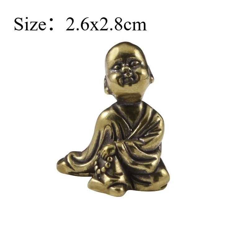 1 PC Brass Monk Antique Tea Pet Ornament Archaized Craft Unique Copper Vintage Bronze Ware Collectible Home Decoration Accessory