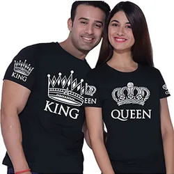 Matching Shirts for Couples Set for Him and Her King Queen T-Shirts Boyfriends Girlfriends Clothes Short Sleeve Graphic Tee Tops