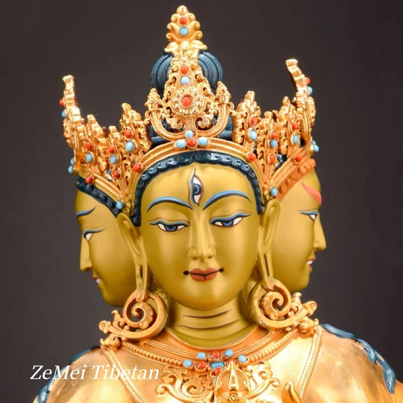 Picture 4: Tibetan-Style Pure Copper The Exalted Buddha-Mother Bodhisattva Guanyin Nepal Statue Buddha Statue Hand-ChiseledX15