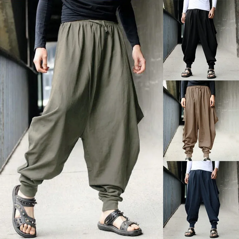 2024 Spring/Summer Foreign Trade New Men's Pants Retro and Cool Harun Pants Casual Loose Tie Feet Pants