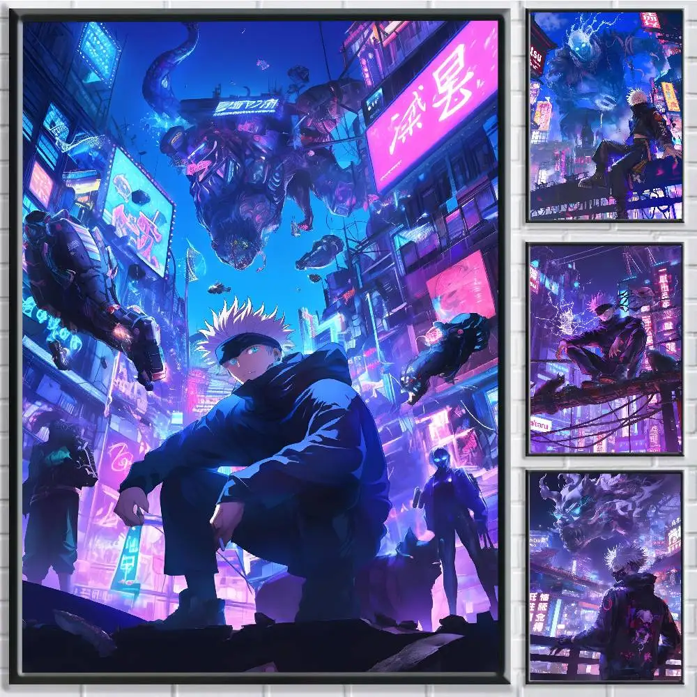 Anime J Jujutsu Kaisen Gojo Satoru Poster Self-adhesive Art Waterproof Paper Sticker Coffee House Bar Room Wall Decor