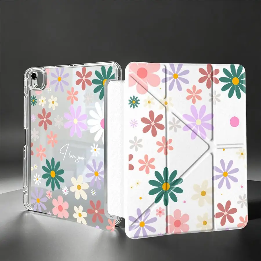 Colorful Daisy Print Tablet Case For Samsung Galaxy Tab S8 A9 Plus S10 Lite S9 Plus S7 FE A8 A11 With Pen Slot Cover