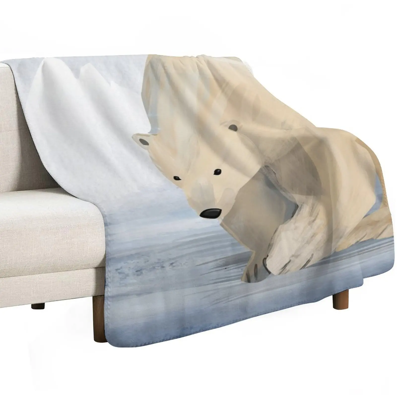 Save the Polar Bears - abstract arctic watercolor illustration - Caroline Laursen Original Throw Blanket Luxury St Blankets