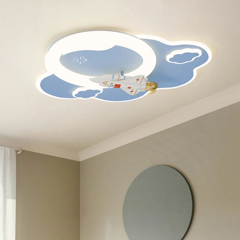 Cute Cartoon Ceiling Lights Space Astronaut Design Eye-friendly Creative And Trendy Minimalist Princess Bedroom Lamp Kids' Room