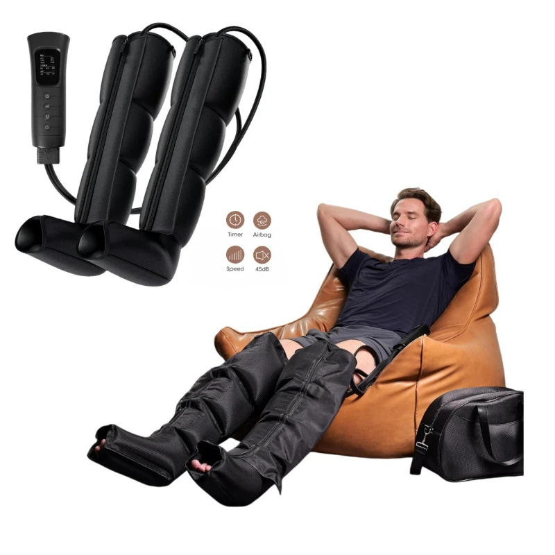 Full-Leg Air Compression Massager with Smart Memory Airbags -Full Wrap Circulation System for Thighs,Calves & Feet Leg Massager