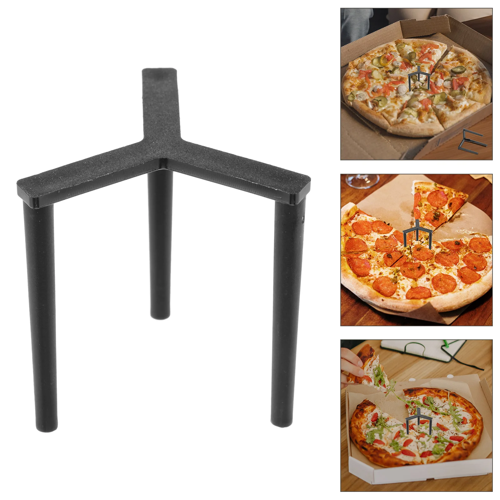 200 Pcs Pizza Tripod Stand Rack Anti-stick Fixing Serving Stands Support Frame Table for Catering Boxes Black