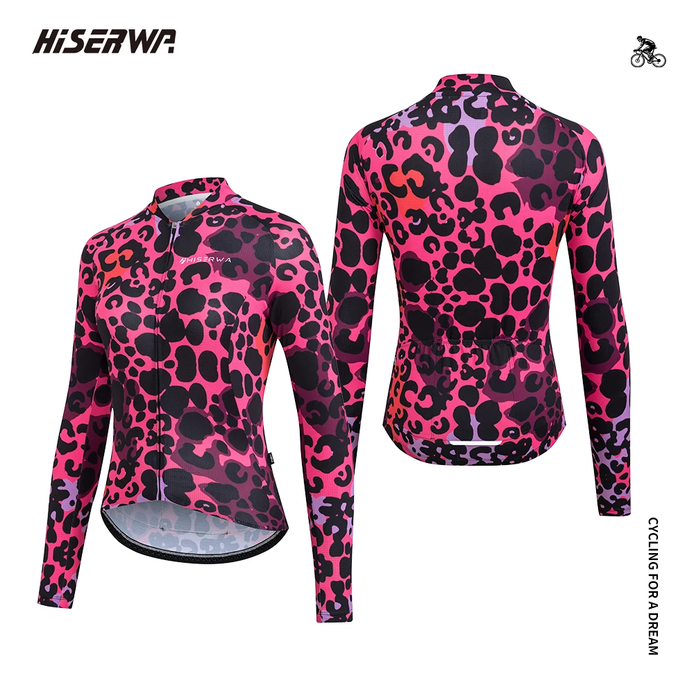 

HISERWA Women's Long Sleeve Cycling Jersey Professional Outdoor Downhill Cycling Jersey Bicycle Clothing Slim Fit Cycle Tops