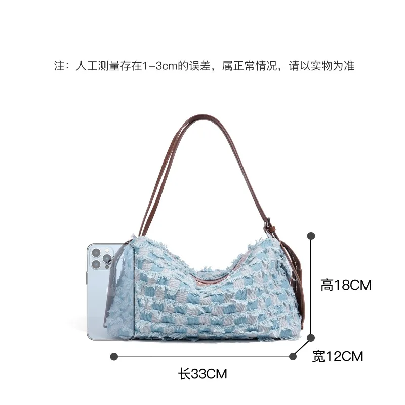 2025 verão denim axilas saco moda grande capacidade hobo bolsa de ombro design retro feminino versátil bolsa