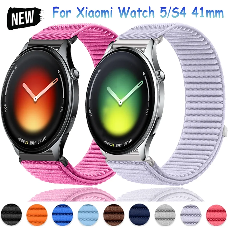 18mm 20mm 22mm Nylon Loop Strap For Xiaomi Watch 5/S5-4-3-2 Sports Breathable Bracelet Oneplus Watch Lite-3-4/OPPO Watch S-X2-X3