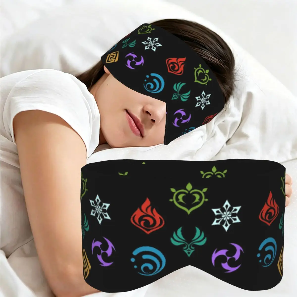 Genshin Impact AllElements sleep mask Light Blocking Portable Eye Cover for Girls Boys Home Sleeping Party Eyeshade eyepatch