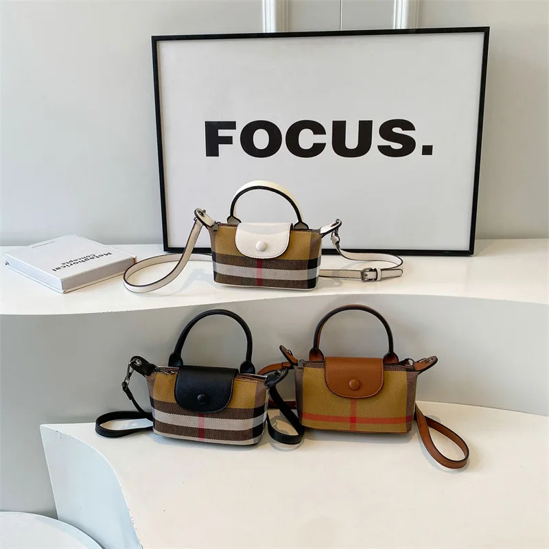 New Handbags Women Clutch Purses Plaid Print Leather Small Bag Light Luxury Fashion Crossbody Dumpling Bag Handheld Shoulder Bag