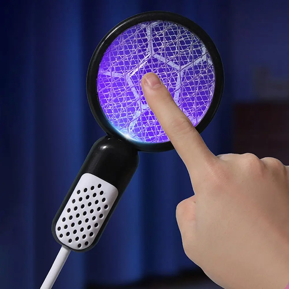 Mini USB Mosquito Swatter Electric Shock Security Net Mosquito Killer Lamp UV Light Anti-fall Physical Mosquito Trap Racket
