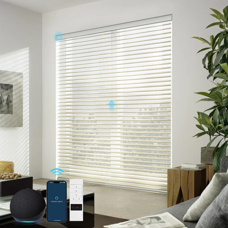 

Factory Customs Size Polyester Triple Light Filtering Fabric Wifi Apple Homekit Matter Electric Shangri-la Blinds For Window