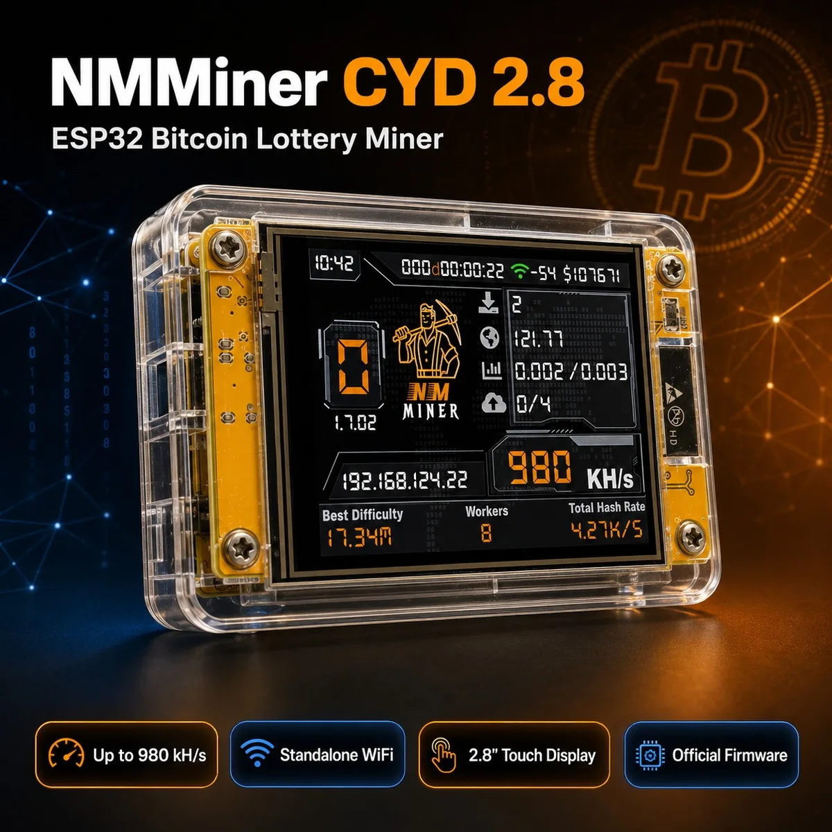 nmminer-cyd-28-inch-esp32-touch-display-bitcoin-solo-miner-development-board-standalone-24g-wifi-clock-mode-firmware