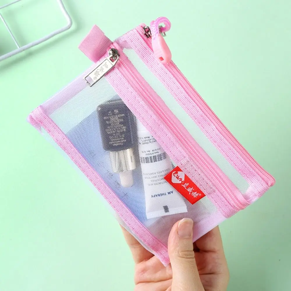 

New Portable Small Coin Bags Mesh Nylon Bus ID Credit Card Storage Bag with Zipper Earphone Organizer Pouch Money Wallet Purse