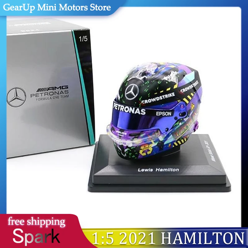 

SPARK Model 1:5 Scale 5CM Lewis Hamilton Mercedes AMG F1 W12 Helmet Replica - 2021 British Grand Prix Official Display Toy Model