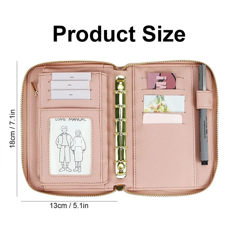 A7 binder ring Pink Black Cash Budget Envelope Wallet System Envelopes Binder Note For Budgeting And Saving Money Only Cover