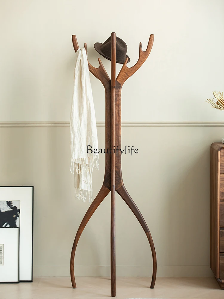 North America Black Walnut Wooden Hallstand Italian Design Floor Clothes Solid Wood Bedroom Hanger