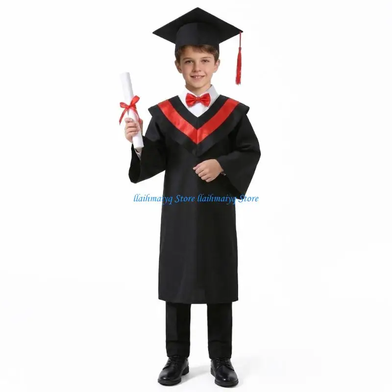 573B Kindergarten Graduation Gown and Cap Tassels Set Graduation Outfits for Cosplay Dress Up Party