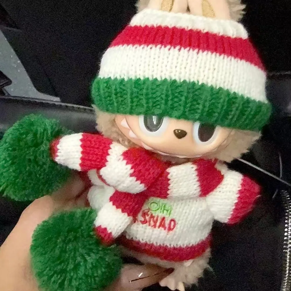 

17cm Cute Mini Plush Doll'S Clothes Outfit Accessories For Korea Kpop Exo Labubu Idol Dolls Christmas Knitted Sweater Kid Gift