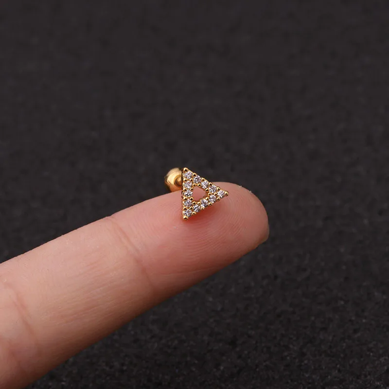 Mini pendiente de acero inoxidable 316 para mujer, Piercing de circonita para cartílago, joyería corporal, 1 unidad
