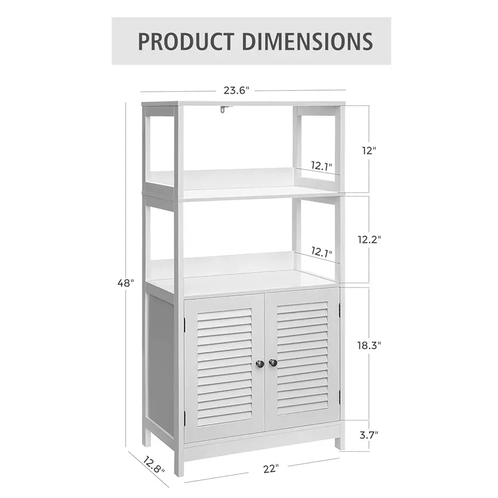 White Freestanding Multi-Purpose Cabinet With Ample Storage Space For Bathroom, Kitchen, And Living Room - Towel Storage,