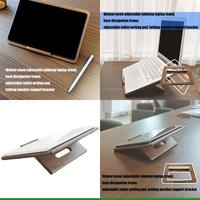 U55C Walnuts Wooden Laptop Stand Height Adjustable Foldable Portable Desk Accessory Ventilated
