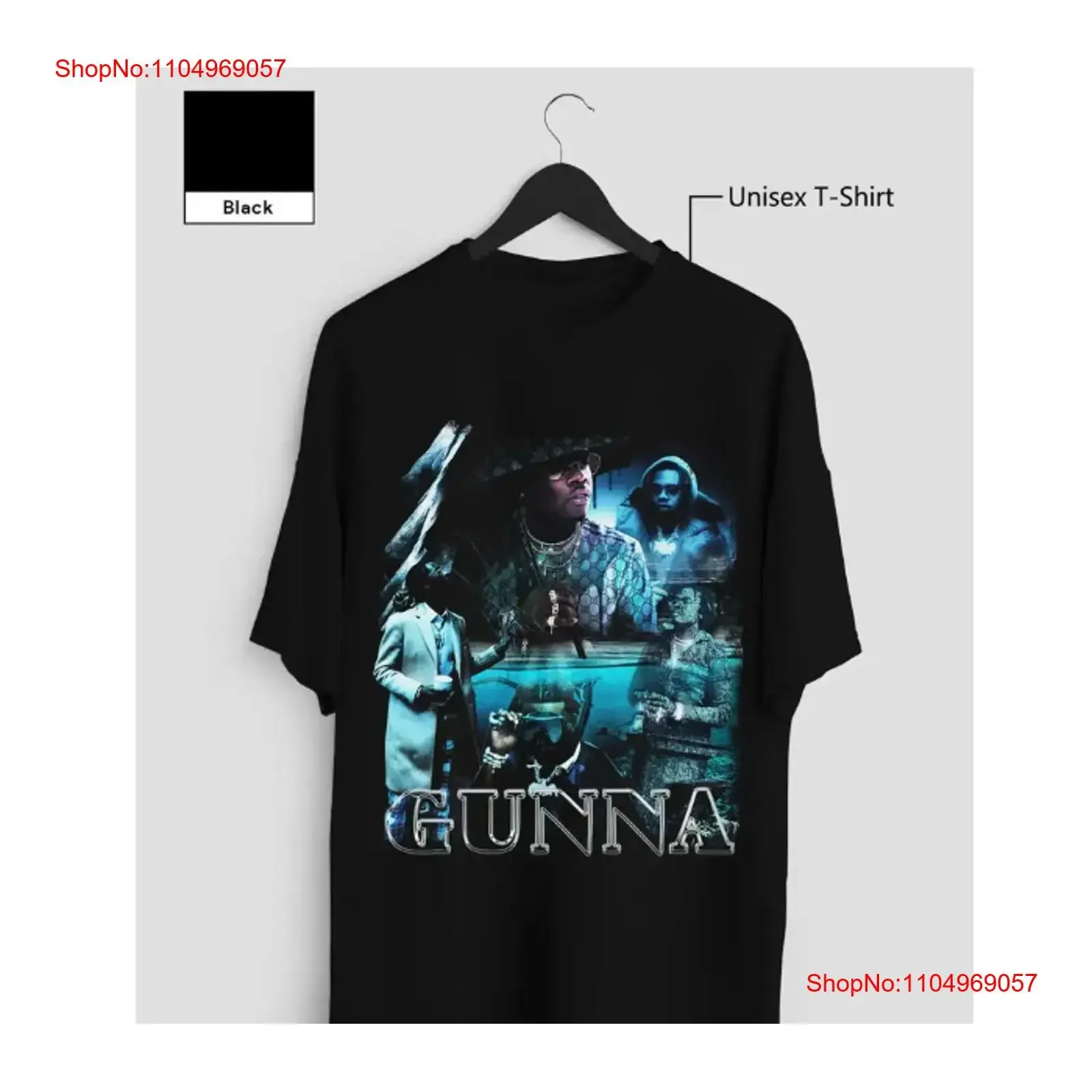 

Футболка Gunna Rap Hip Hop Music Merch 90-х годов Ретро Персонализированный винтажный стираный топ для повседневной носки Дышащий Универсальный homme Мягкий