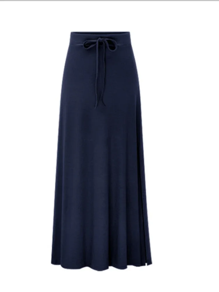 Women Casual Skirts 2024 Autumn Irregular Elastic Waist A-line Cotton Skirts Hip Slim Long Loose Sheds Skirts Bowknot Skirts