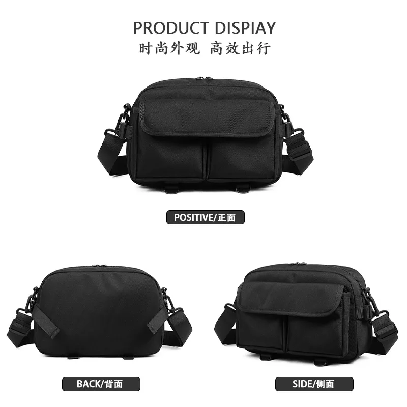 Sac à bandoulière minimaliste – Élingue Oxford hydrofuge pour hommes pour streetwear urbain, sac à bandoulière léger avec poches zippées