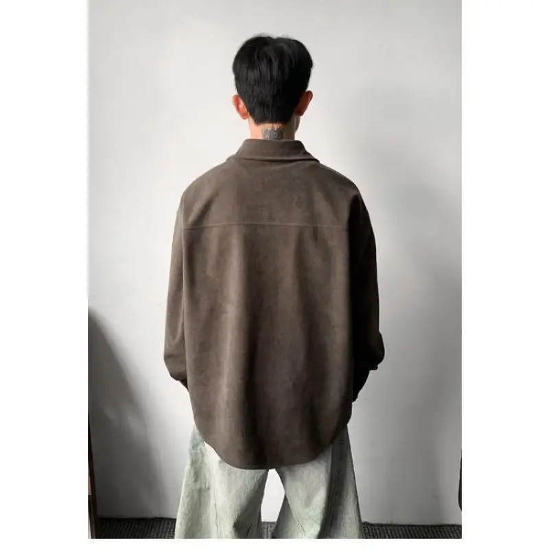 M-XXXXXL Classic Plus Size Men Button-Down Shirt Notch Collar Long Sleeve Top with Chest Pocket for Spring & Autumn 5XL 4XL 3XL