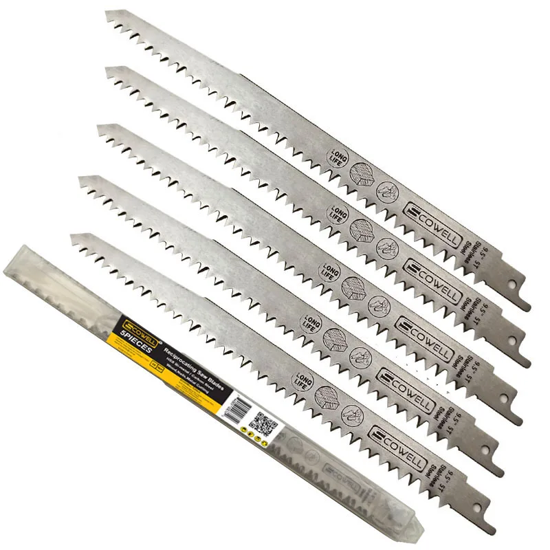 

5 Packing SCOWELL Stainless Steel 9 inch 5TPI Reciprocating Sabre Saw Blades for Cutting Wood, Bone, Meat Frozed DIY Tools
