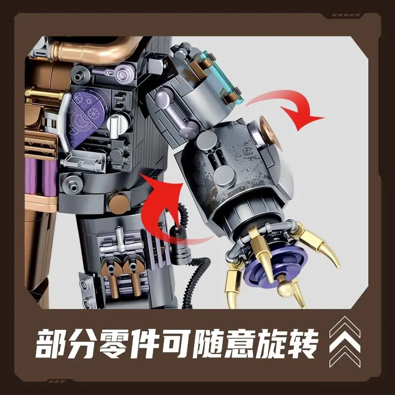 New Building Block Steampunk Diver Mecha Armed Children's Assembly Model Ornament Puzzle Cartoon Toy Boy Holiday Gift