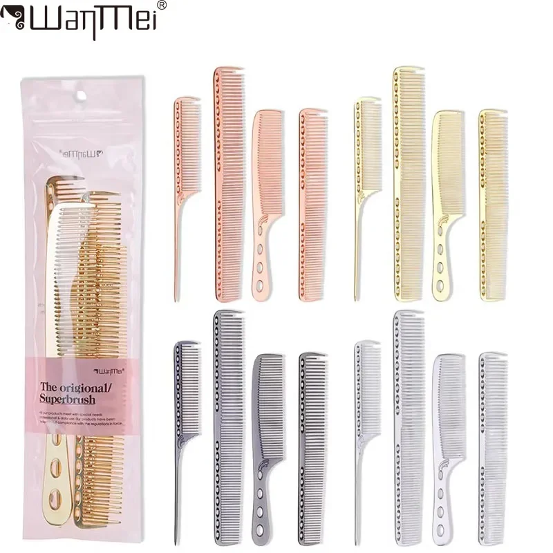 

WANMEI Aluminum Comb Set Barber Metal Hair Dressing Combs Hairdressing Anti-static Comb Ultra Thin Hair Brush Salon Hair Tools
