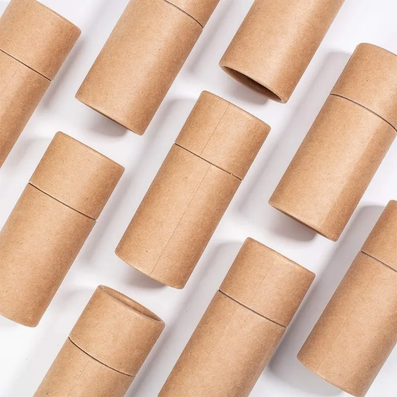 12PCS 30ml BurlyWood Kraft Paperboard Tubes Lipstick Tube Round Paper Containers Cardboard Boxes for Pencils Tea Caddy Coffee