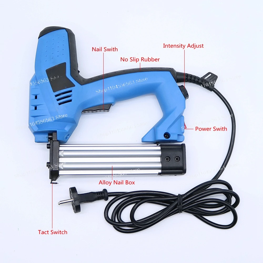 200V-240V Electric Staple Gun 2 In 1 Brad Nailer & Stapler Electric Nail Power Tool with 500 pcs nails for wood furniture