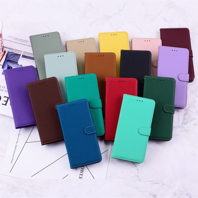 Luxury Solid Color Leather Wallet Phone Case For Xiaomi 12 Pro 11 Lite 5G 9 8 Lite 10T 9T 11T Pro Case Xiaomi Mi A3 A2Lite Cover