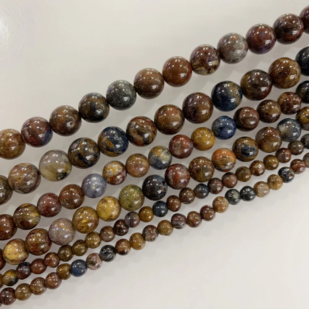 

Natural Round Pietersite Stone 4 6 8 10 12mmBeads Loose Spacer Beads For Jewelry Making DIY Bracelet Necklace 15Inches