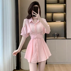 Summer 2025 Women Complete Set Pearl Off Shoulder Shirts and Shorts with Two-Pieces Sun Protection Design Set Outfits