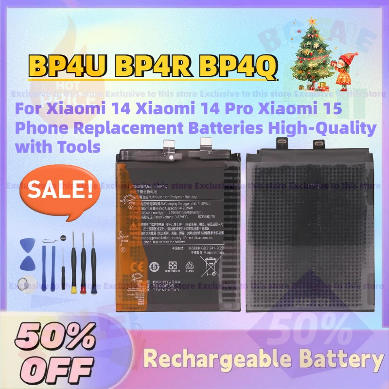 

Upgrade BP4U BP4R BP4Q Li-ion Battery for Xiaomi 14 Xiaomi 14 Pro Xiaomi 15 Phone Replacement Batteries High-Quality with Tools