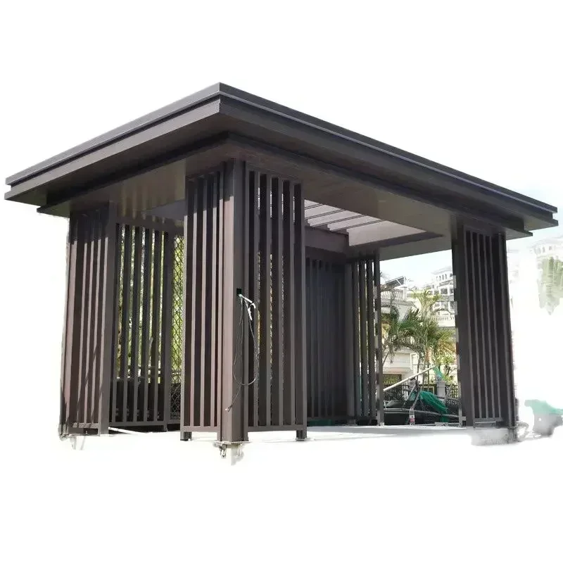 New Chinese aluminum alloy pergola villa courtyard garden leisure flat top pavilion roof outdoor four corner pavilion