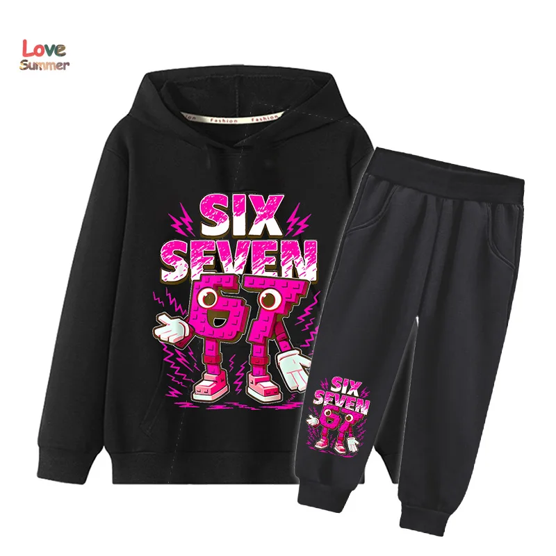 67 Six Seven hoodie pant 2pcs boys girls Italian Brainrot Kid Girl Sweatshirt 2pcs Suit Hoody Baby Casual Tracksuit